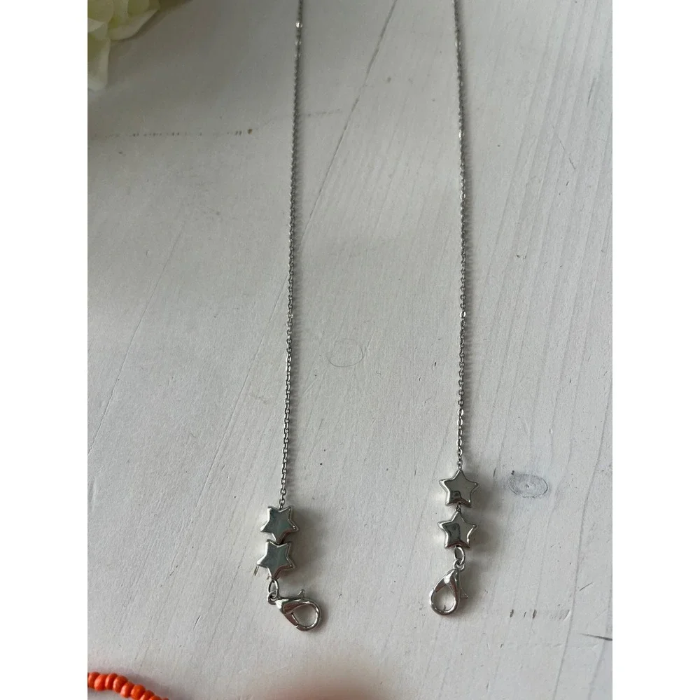 Eyeglass Lanyard Necklace Chain‎ Beaded Rainbow and silver Star Charm
